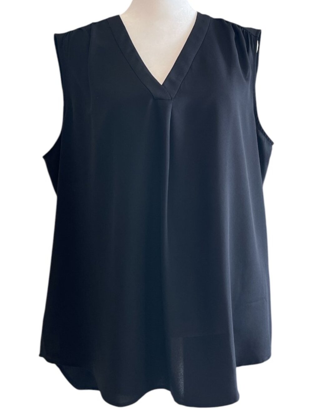 Black Sheer V-Neck Sleeveless Shell Blouse Tank Top